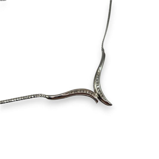 9ct white gold diamond chain necklace with sparkling diamonds, elegant and fine jewelry piece.