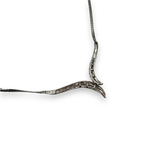 9ct white gold diamond necklace chain with sparkling diamonds, showcasing elegant jewelry design.