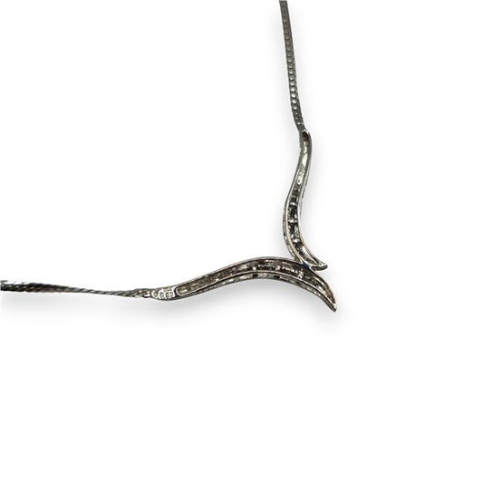9ct white gold diamond necklace chain with sparkling diamonds, showcasing elegant jewelry design.