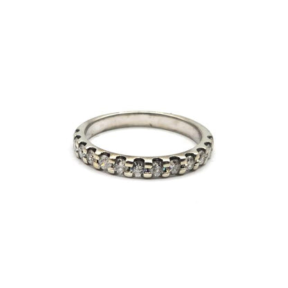 9ct white gold diamond ring with a central diamond setting, showcasing a sleek and elegant design.