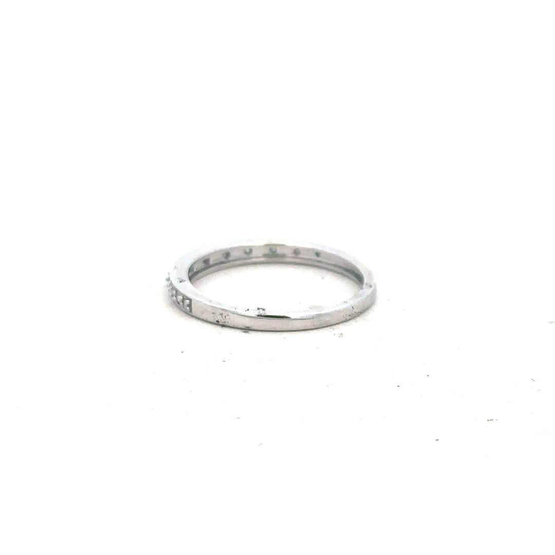 9ct white gold diamond ring in size J1/2 with sparkling diamonds, showcasing an elegant and classic jewelry design.