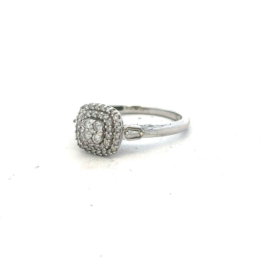 9ct white gold diamond ring size K with sparkling diamonds, unbranded jewelry showcasing elegant craftsmanship.