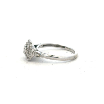 9ct white gold diamond ring in size K with sparkling diamonds, unbranded jewelry displayed on a neutral background.