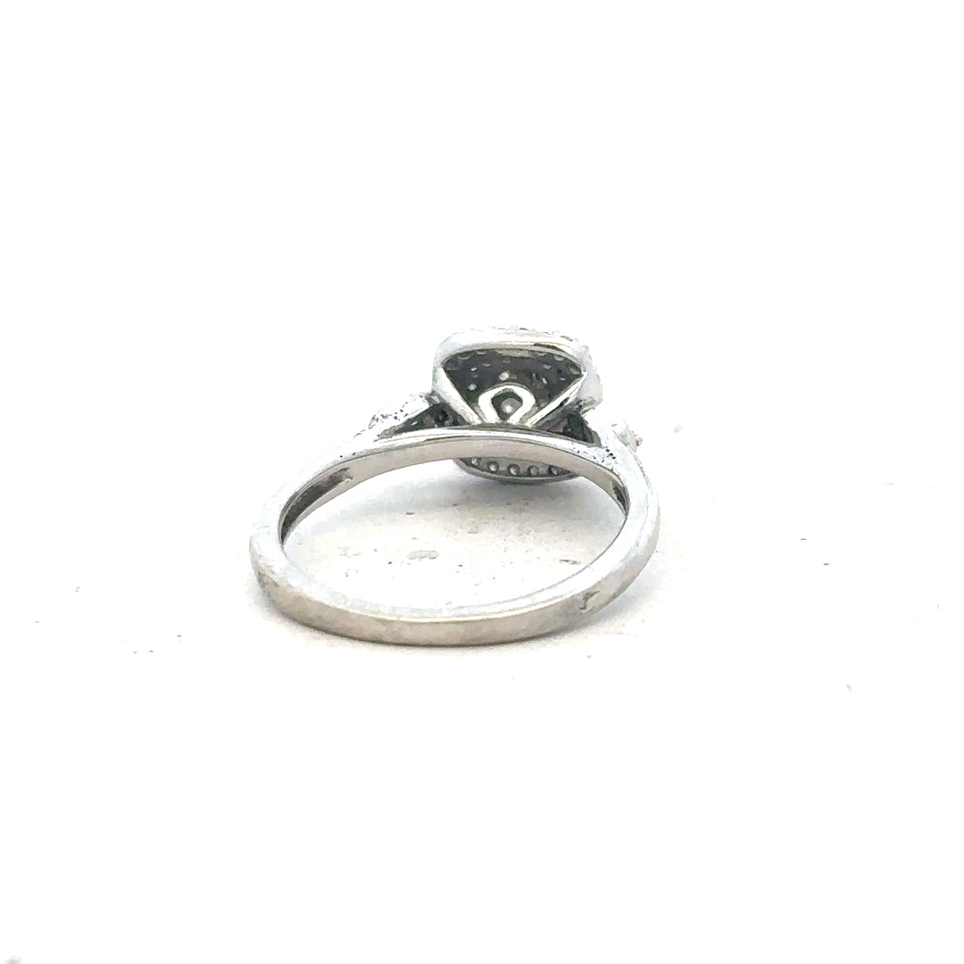 9ct white gold diamond ring in size K with a sparkling diamond centerpiece, unbranded jewelry accessory.