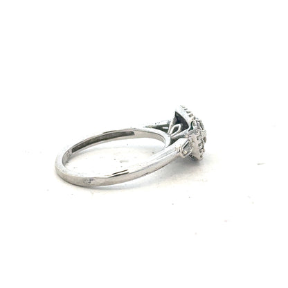 9ct white gold diamond ring in size K with sparkling diamonds, showcasing a elegant and classic jewelry design.