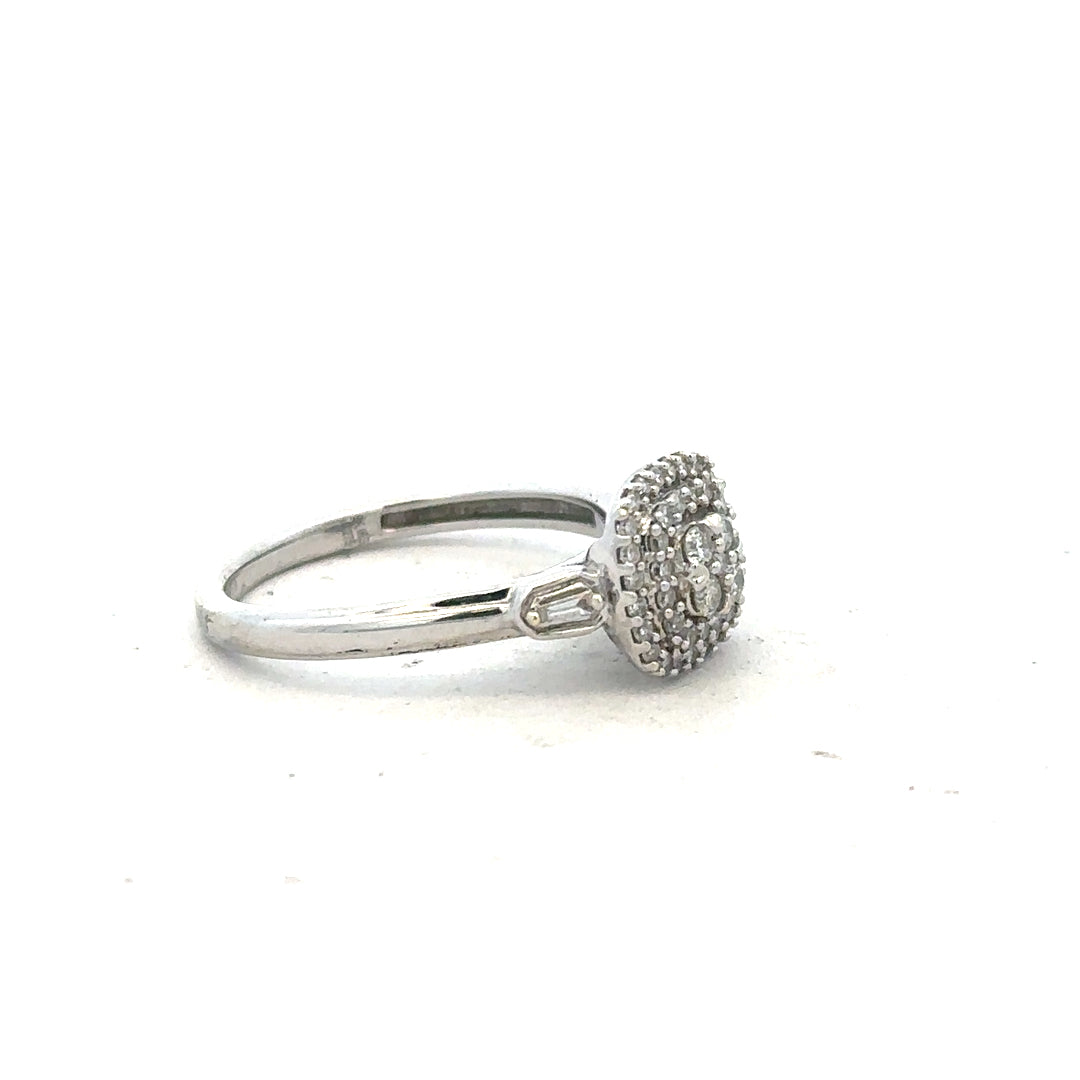 9ct white gold diamond ring in size K, featuring a sparkling diamond setting and a sleek, elegant design.