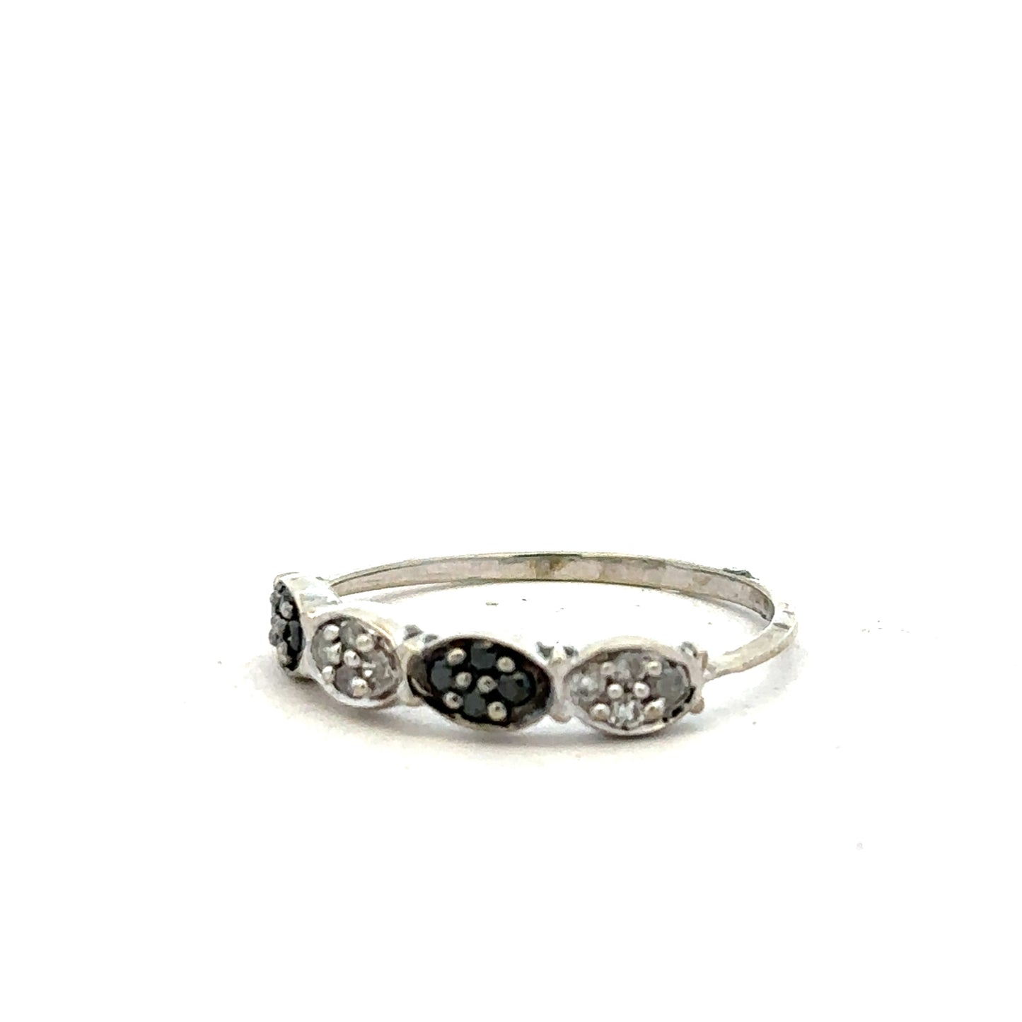 9ct white gold diamond ring size K1/2 with sparkling diamonds, showcasing a delicate and elegant jewelry piece.