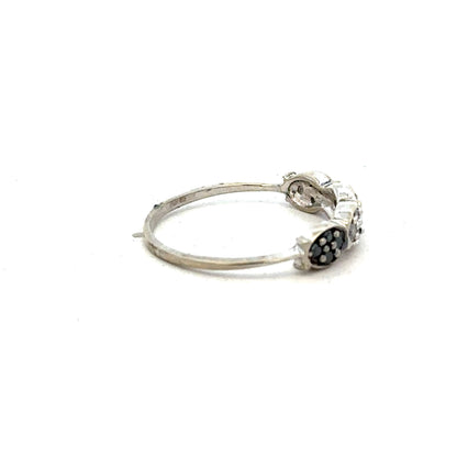 9ct white gold diamond ring size K1/2 with sparkling diamonds, showcasing elegant craftsmanship and a sleek design.