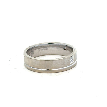 9ct white gold diamond ring size K1/2 featuring a sparkling diamond set in a sleek band, unbranded jewelry.