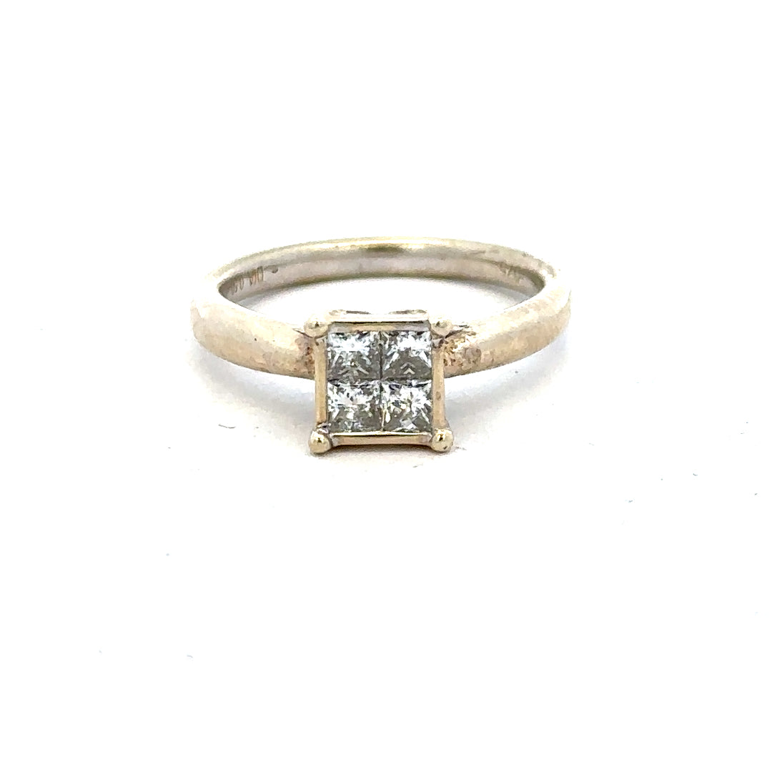 9ct white gold diamond ring in size L1/2 with a sparkling central diamond and elegant band, unbranded jewelry for special occasions.