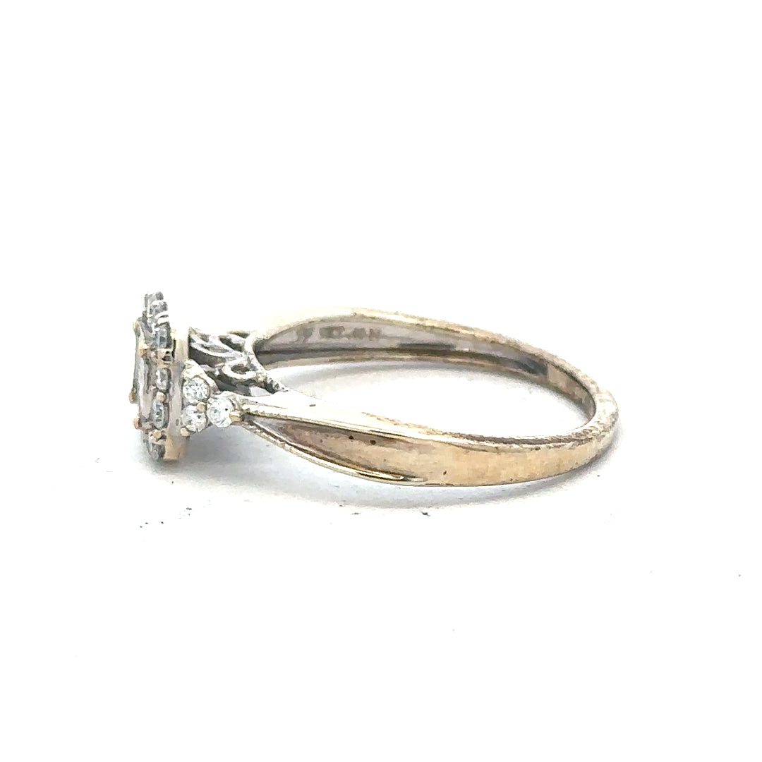 9ct white gold diamond ring in size N with 2.3g weight, featuring sparkling diamonds in a classic design.