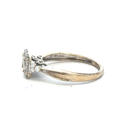 9ct white gold diamond ring in size N with 2.3g weight, featuring sparkling diamonds in a classic design.