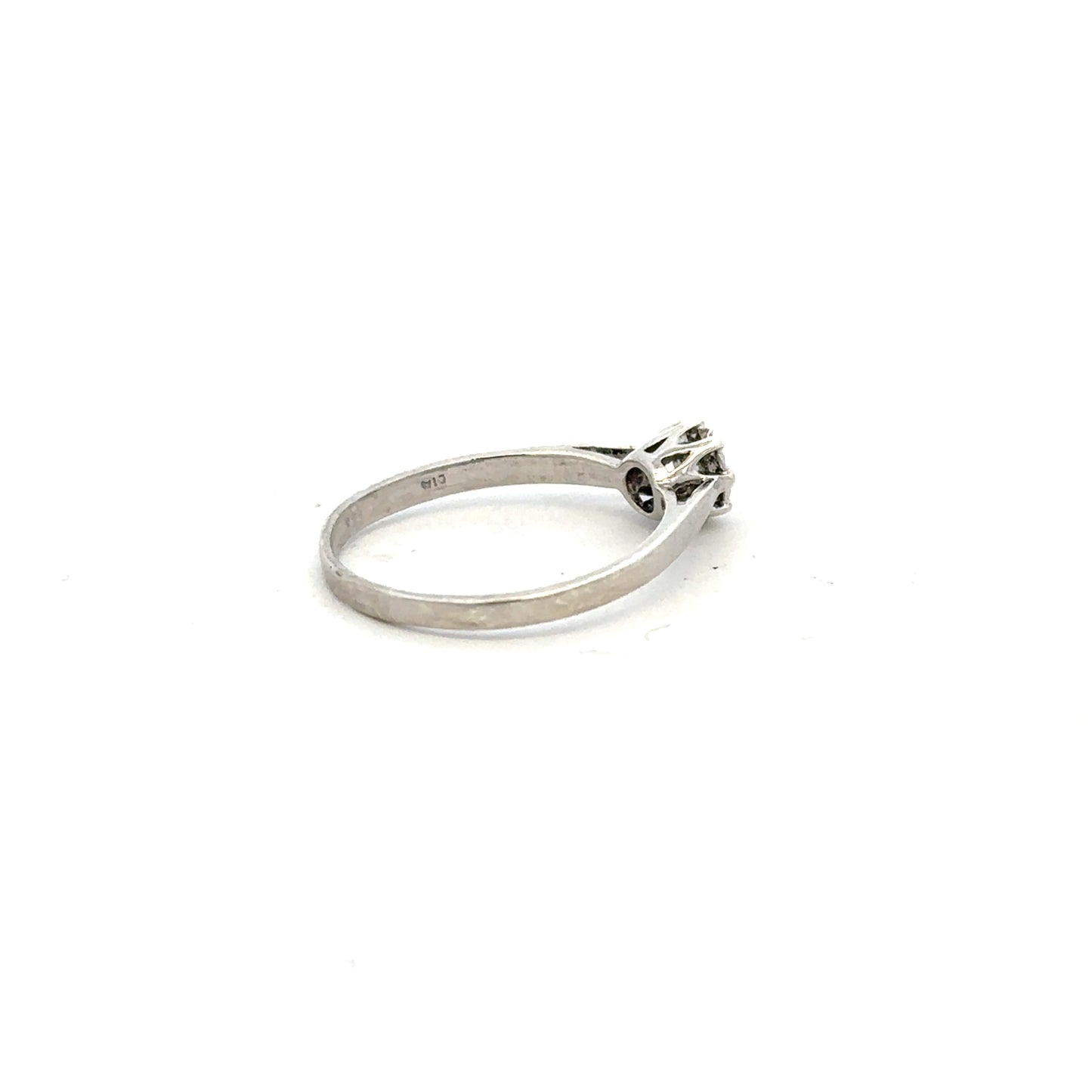 9ct white gold diamond ring size N with sparkling diamonds, showcasing a polished band and elegant design.