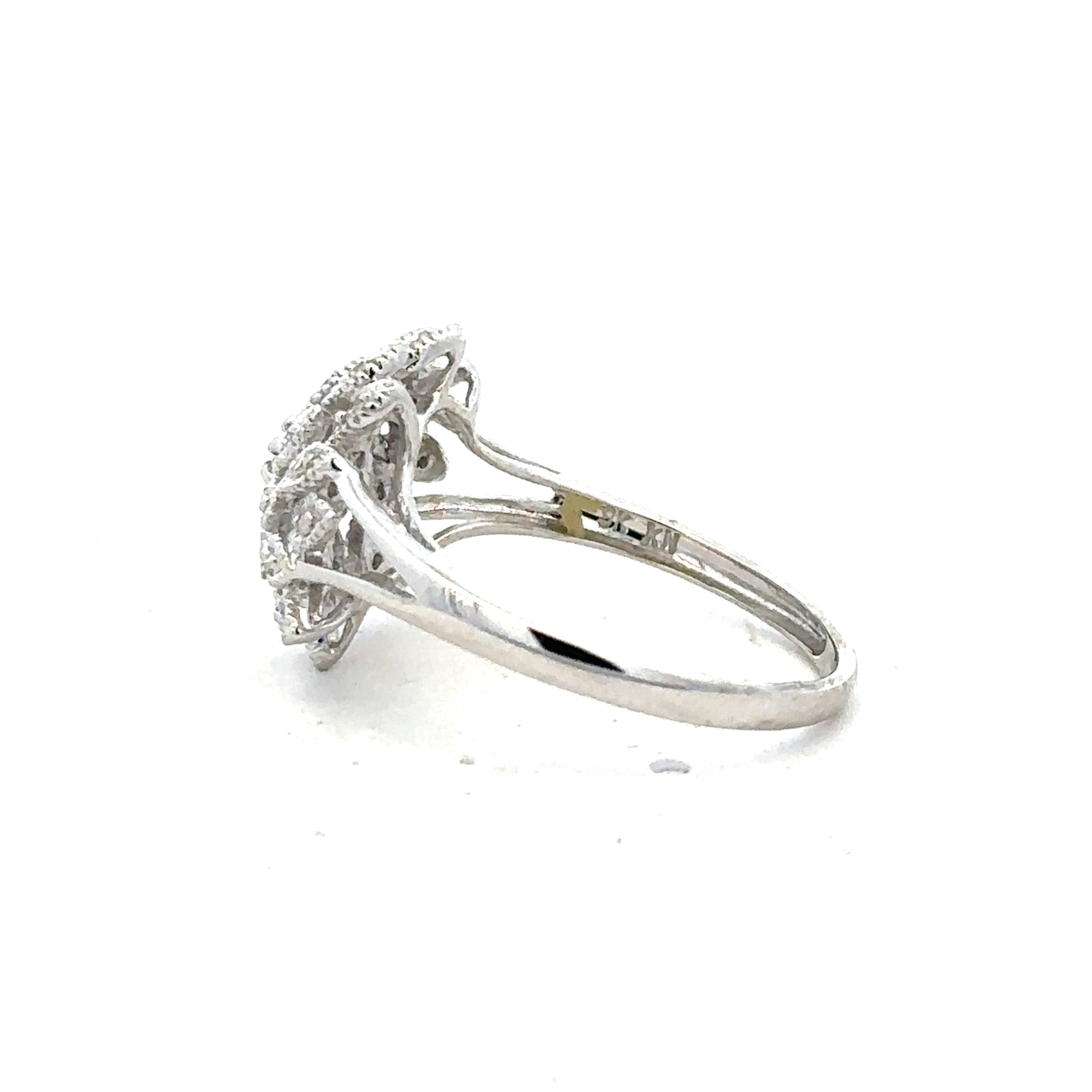 9ct white gold diamond ring in size N featuring a sparkling central diamond and elegant band design.