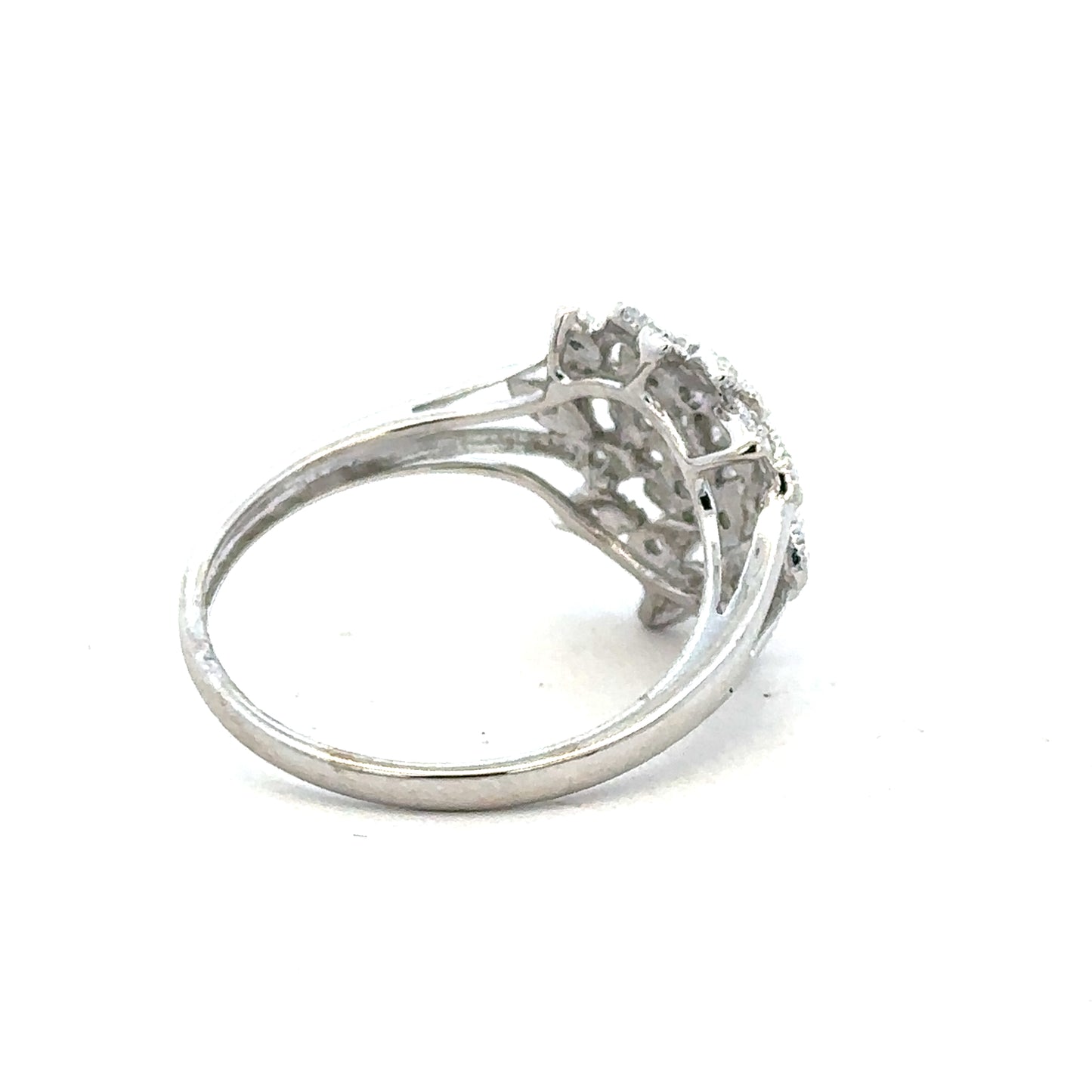9ct white gold diamond ring size N with sparkling diamonds, showcasing a elegant design and fine craftsmanship.