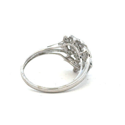 9ct white gold diamond ring size N with sparkling diamonds, showcasing a elegant design and fine craftsmanship.