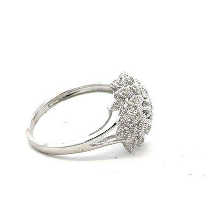 9ct white gold diamond ring size N with sparkling diamonds, showcasing elegant design and fine craftsmanship.