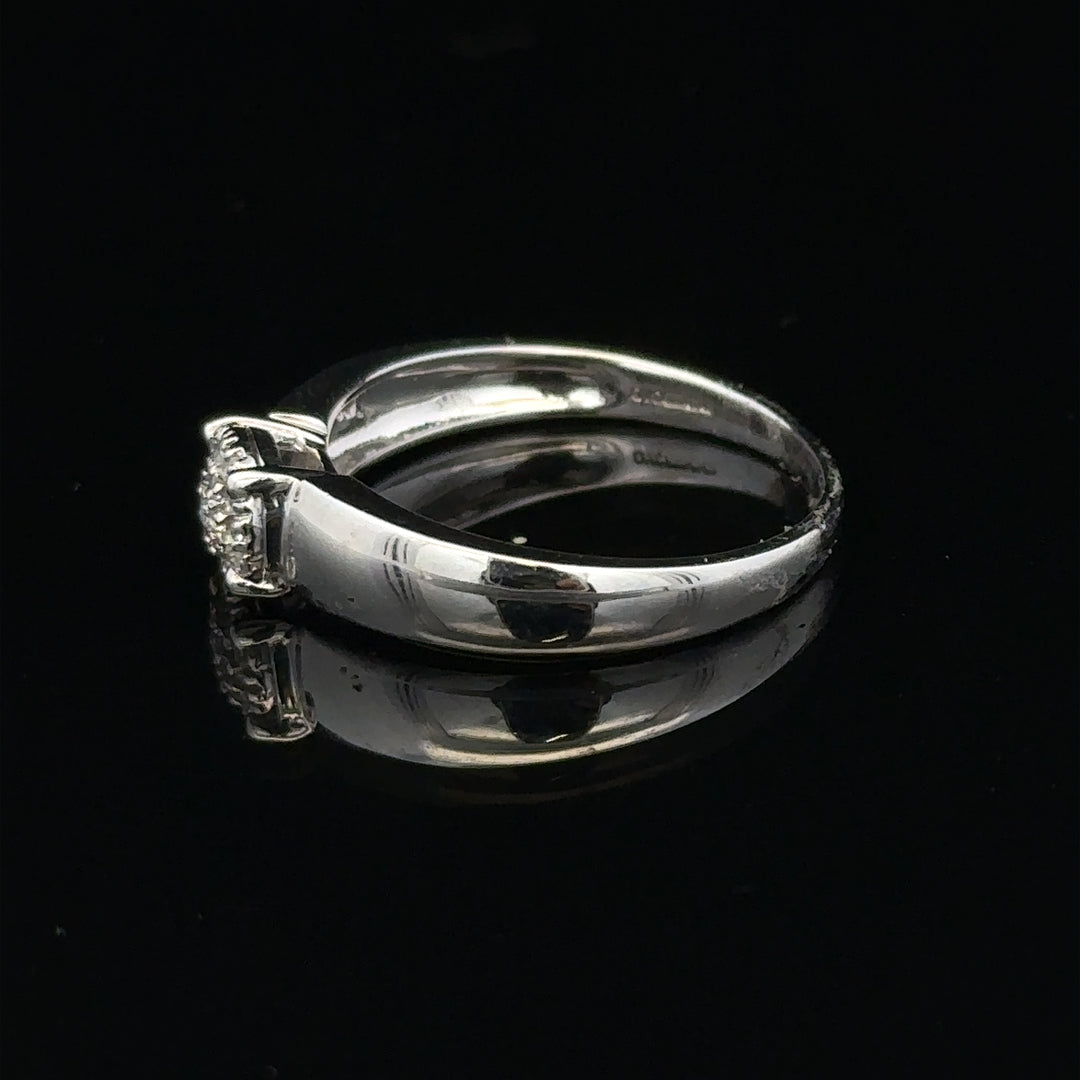 9ct white gold diamond ring in size N1/2 with sparkling diamonds, featuring a sleek, elegant design.