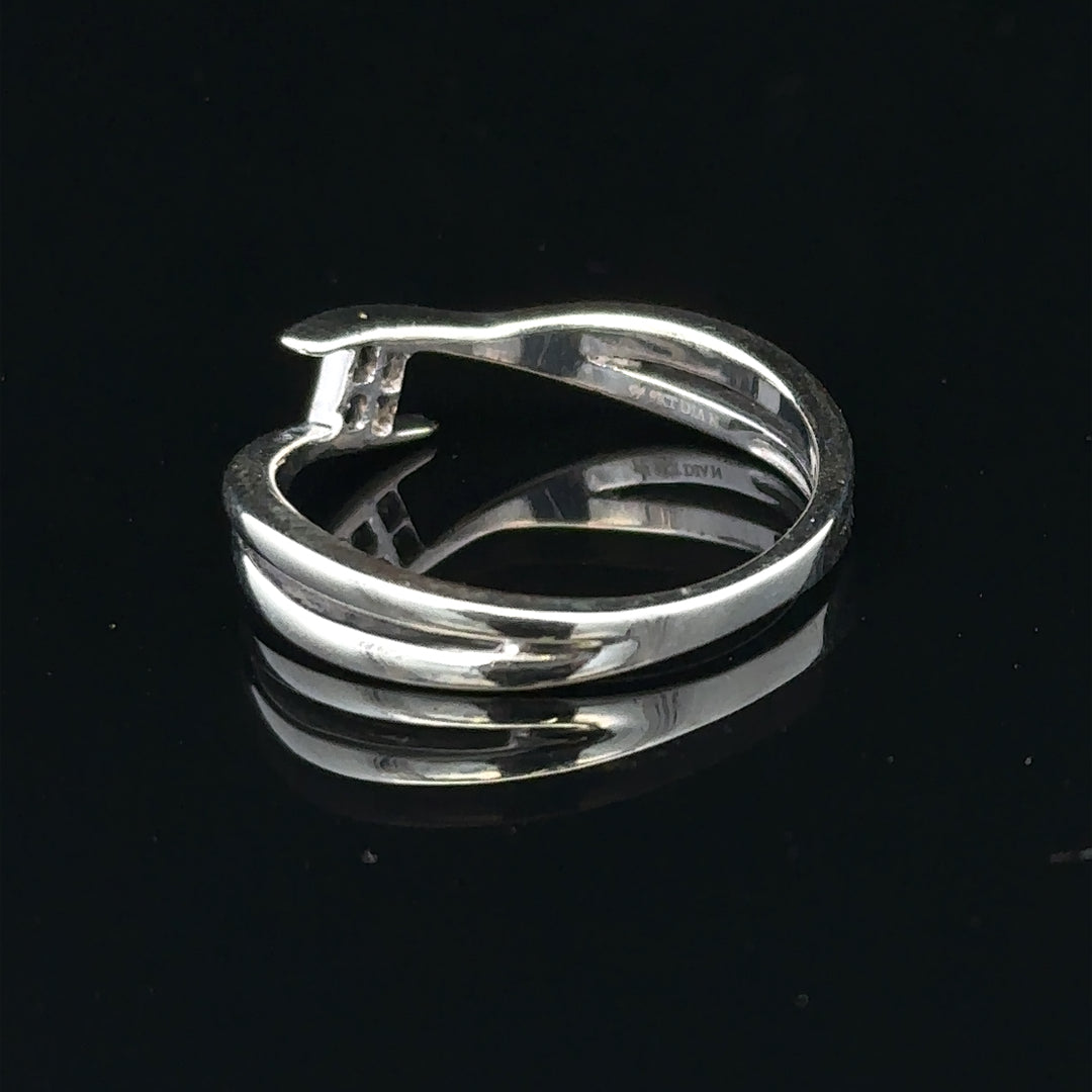 9ct white gold diamond ring size O with sparkling diamonds, showcasing elegant jewelry design and fine craftsmanship.