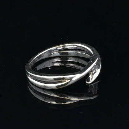 9ct white gold diamond ring in size O with sparkling diamonds, featuring a sleek, elegant design.