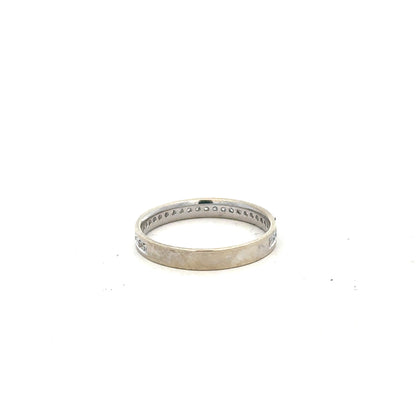 9ct white gold diamond ring in size O1/2 with sparkling diamonds, featuring a sleek, elegant design.