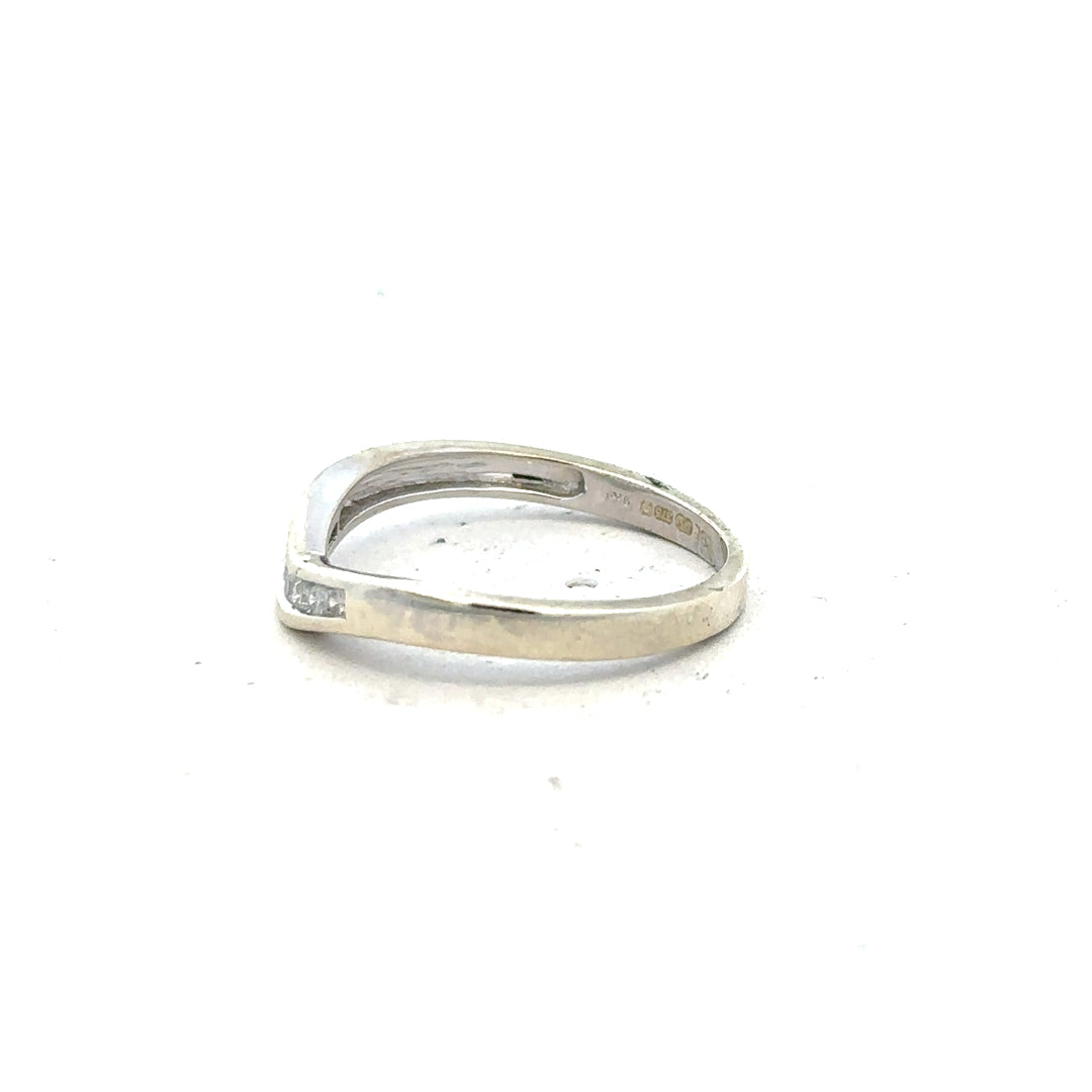 9ct white gold diamond ring in size P with sparkling diamonds, unbranded jewelry showcasing elegant craftsmanship.