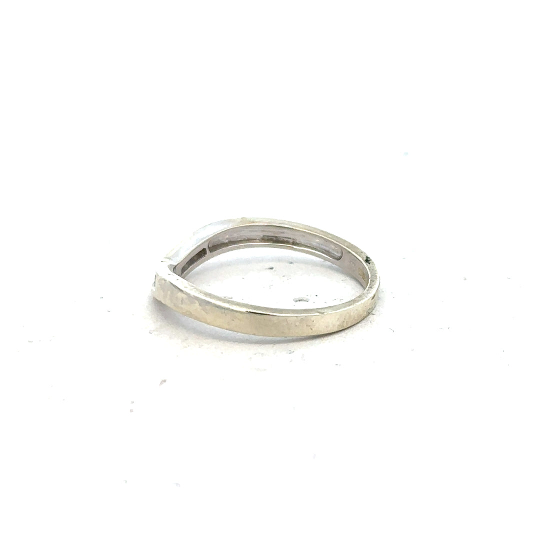 9ct white gold diamond ring in size P with a sparkling central diamond, unbranded jewelry piece.