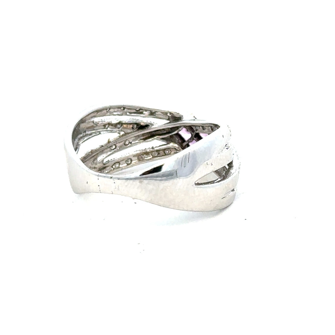 9ct white gold diamond ring in size Q with sparkling diamonds, showcasing elegant jewelry design.