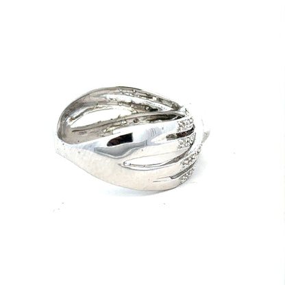 9ct white gold diamond ring in size Q with sparkling diamonds, elegant unbranded jewelry piece.