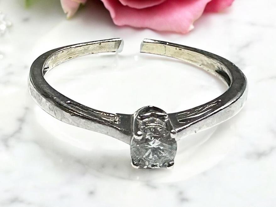 9ct white gold diamond ring in size Q1/2 with sparkling diamonds, unbranded jewelry piece.