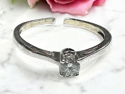 9ct white gold diamond ring in size Q1/2 with sparkling diamonds, unbranded jewelry piece.