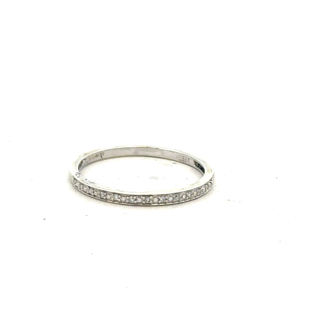 9ct white gold diamond ring in size S with sparkling diamonds, unbranded, elegant jewelry for special occasions.