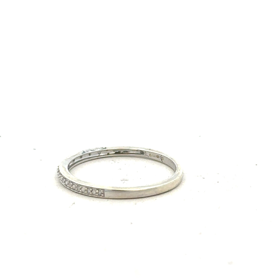 9ct white gold diamond ring in size S with sparkling diamonds, showcasing a delicate and elegant jewelry design.