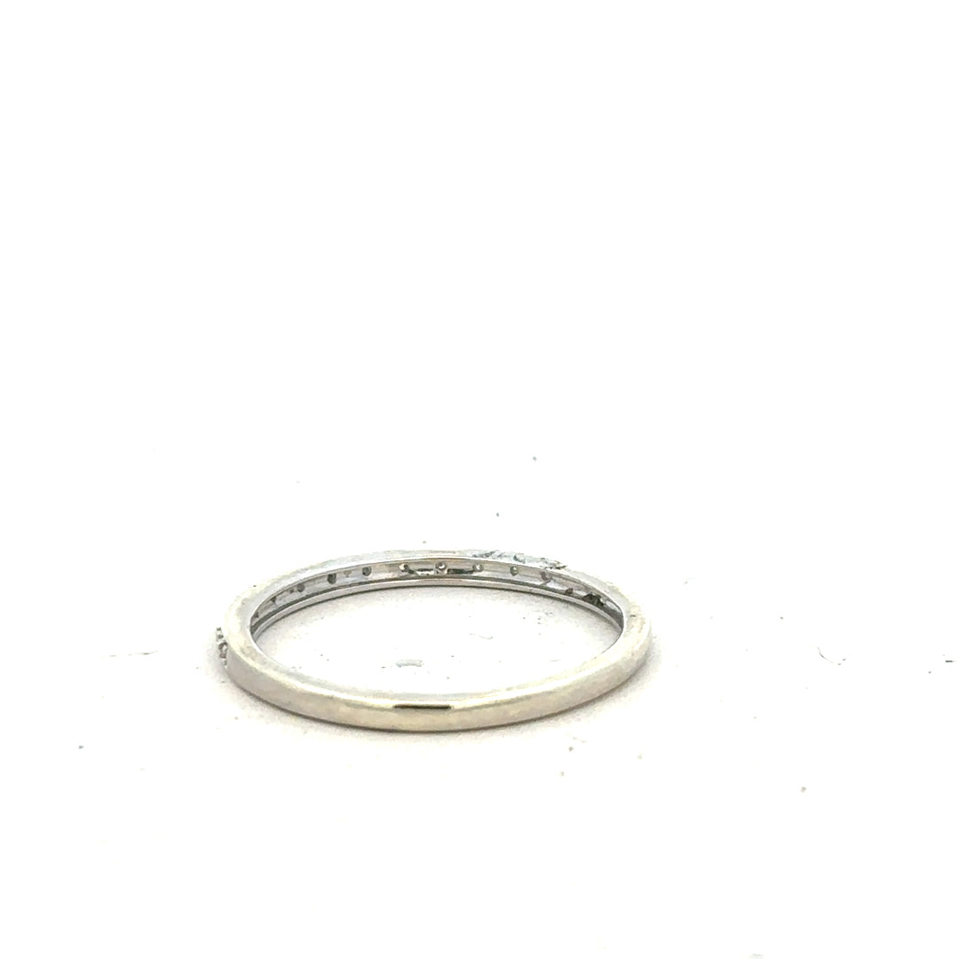 9ct white gold diamond ring in size S with sparkling diamonds, showcasing a sleek, elegant design.