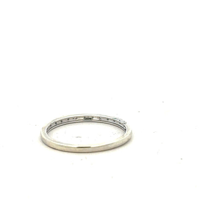 9ct white gold diamond ring in size S with sparkling diamonds, elegant jewelry piece with a sleek band design.