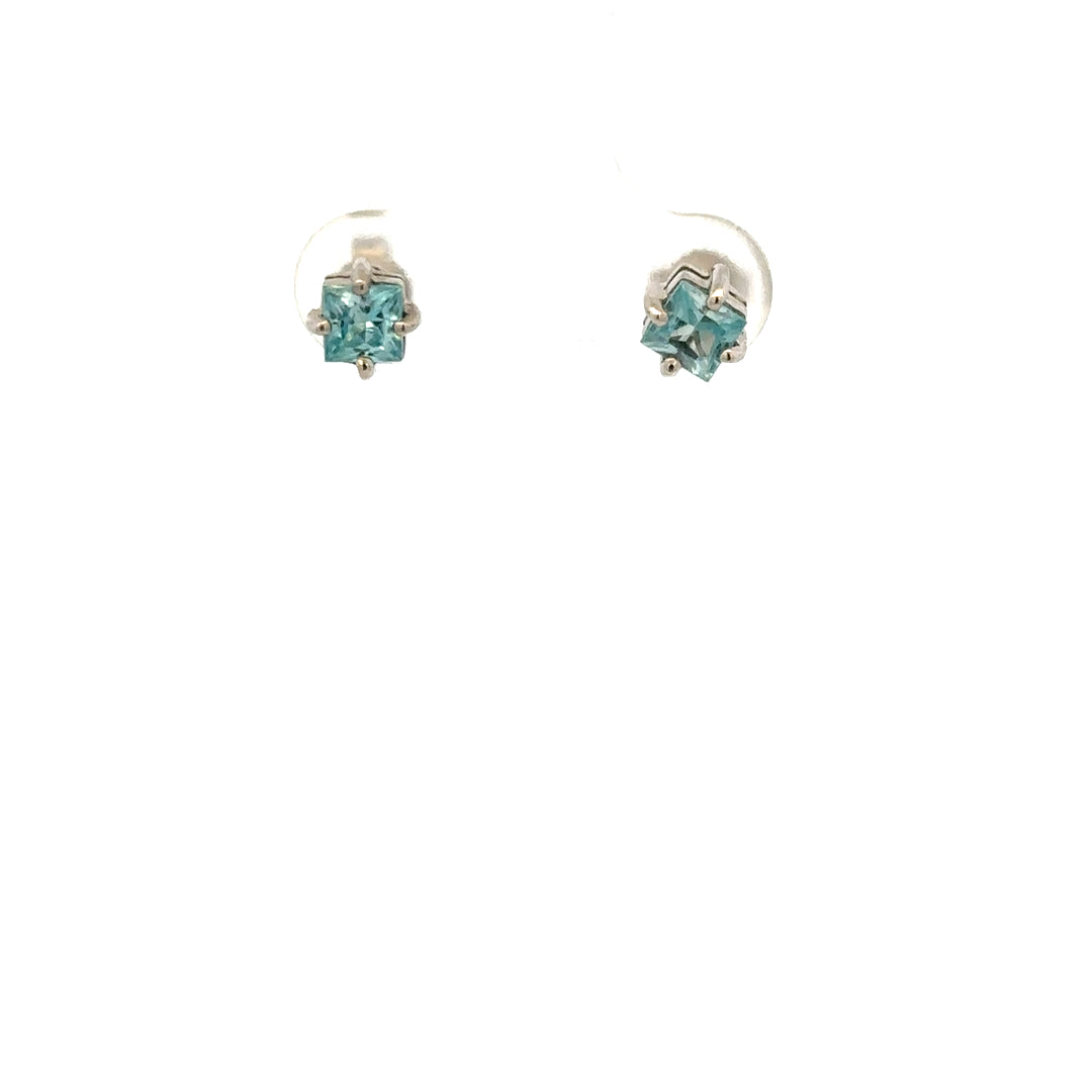 9ct white gold earrings weighing 1.3g, unbranded, with a simple elegant design, shown in a close-up image.