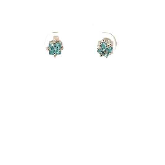 9ct white gold earrings weighing 1.3g, unbranded, with a simple elegant design, shown in a close-up image.