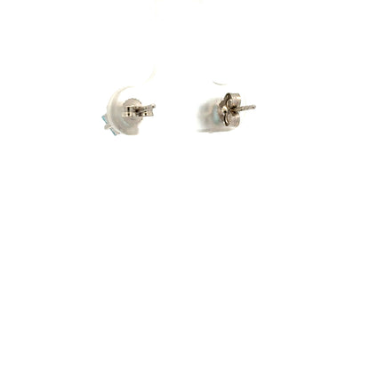 9ct white gold earrings weighing 1.3g, featuring a sleek and elegant design, unbranded, shown in a close-up image.