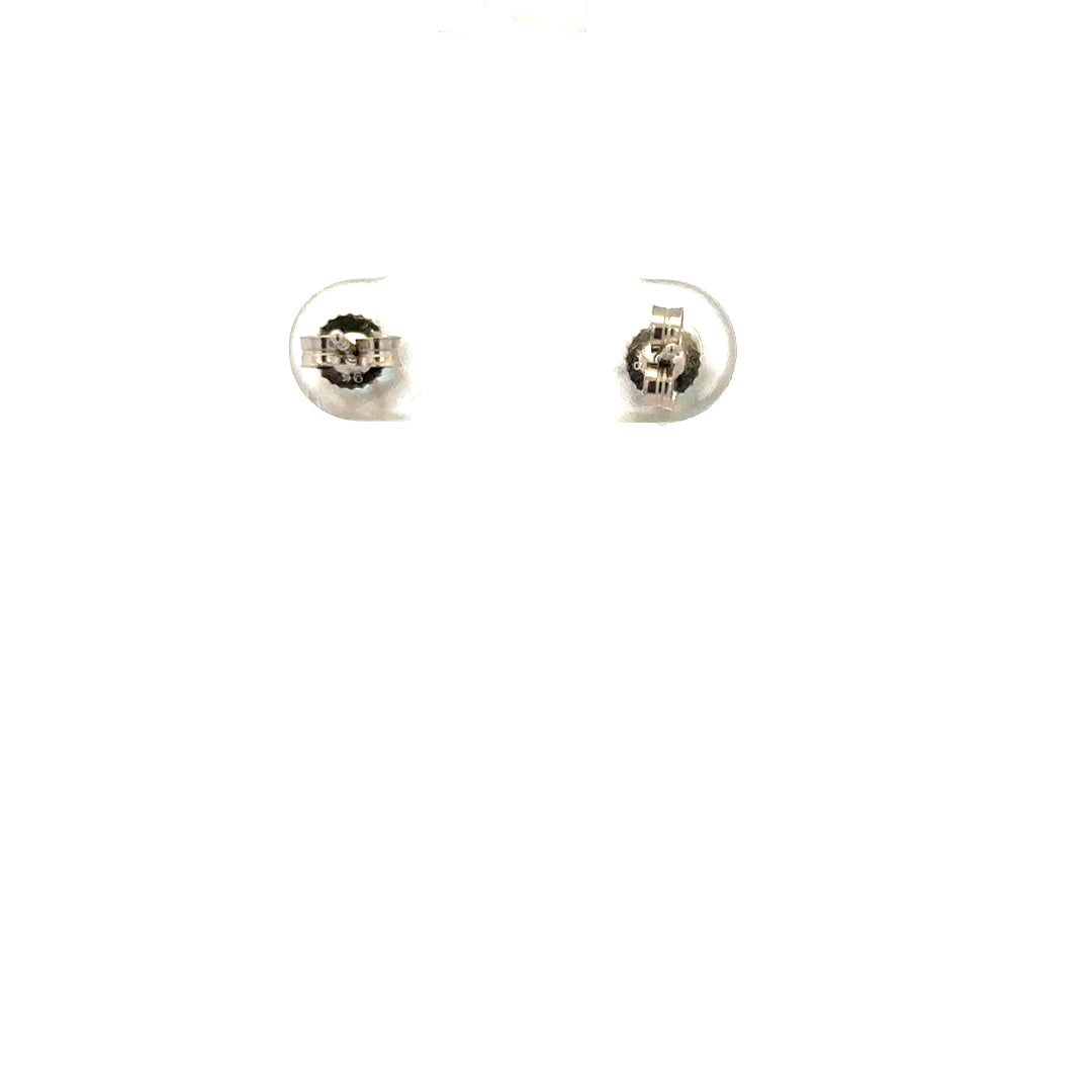 Pair of 9ct white gold earrings weighing 1.3g, featuring a classic design, unbranded, shown on a plain background.