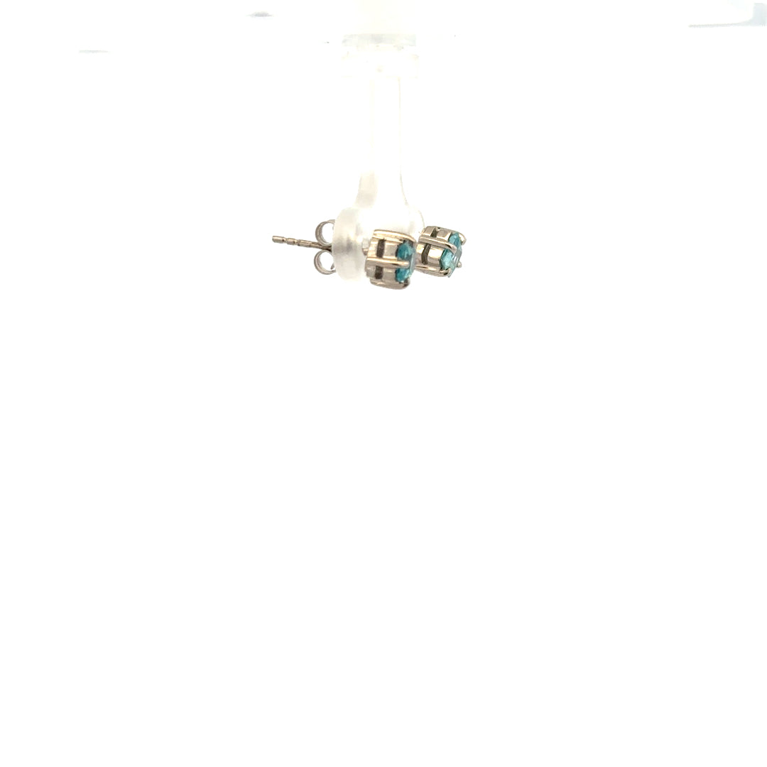 Pair of 9ct white gold earrings weighing 1.3g, unbranded jewelry with simple, elegant design, shown from the front.
