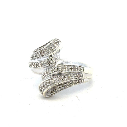 9ct white gold half carat diamond ring, size N1/2, featuring a sparkling diamond set in an elegant band.
