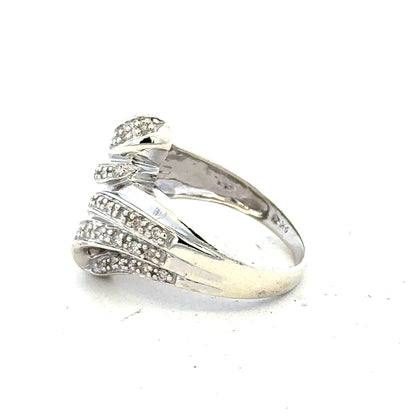 9ct white gold diamond ring with half-carat center stone, size N1/2, featuring a classic design and sparkling diamonds.
