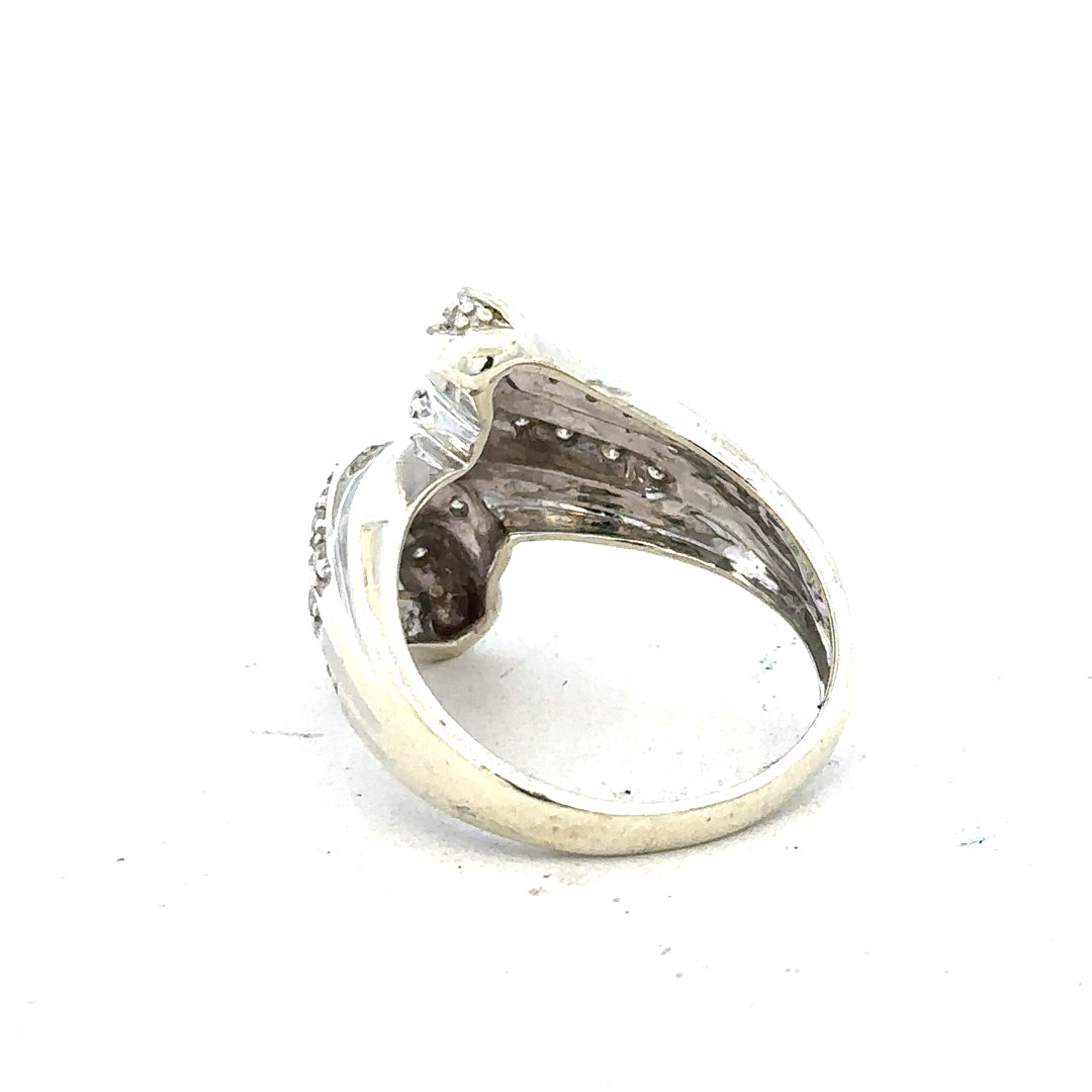 9ct white gold half carat diamond ring in size N1/2, featuring a sparkling central diamond and elegant design.