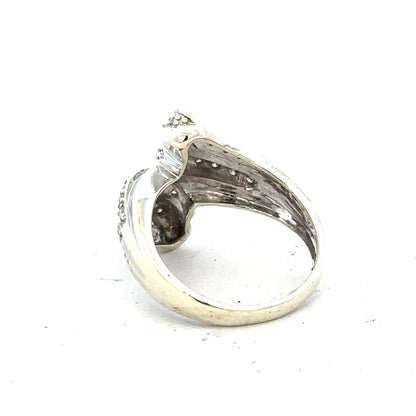 9ct white gold half carat diamond ring in size N1/2, featuring a sparkling central diamond and elegant design.