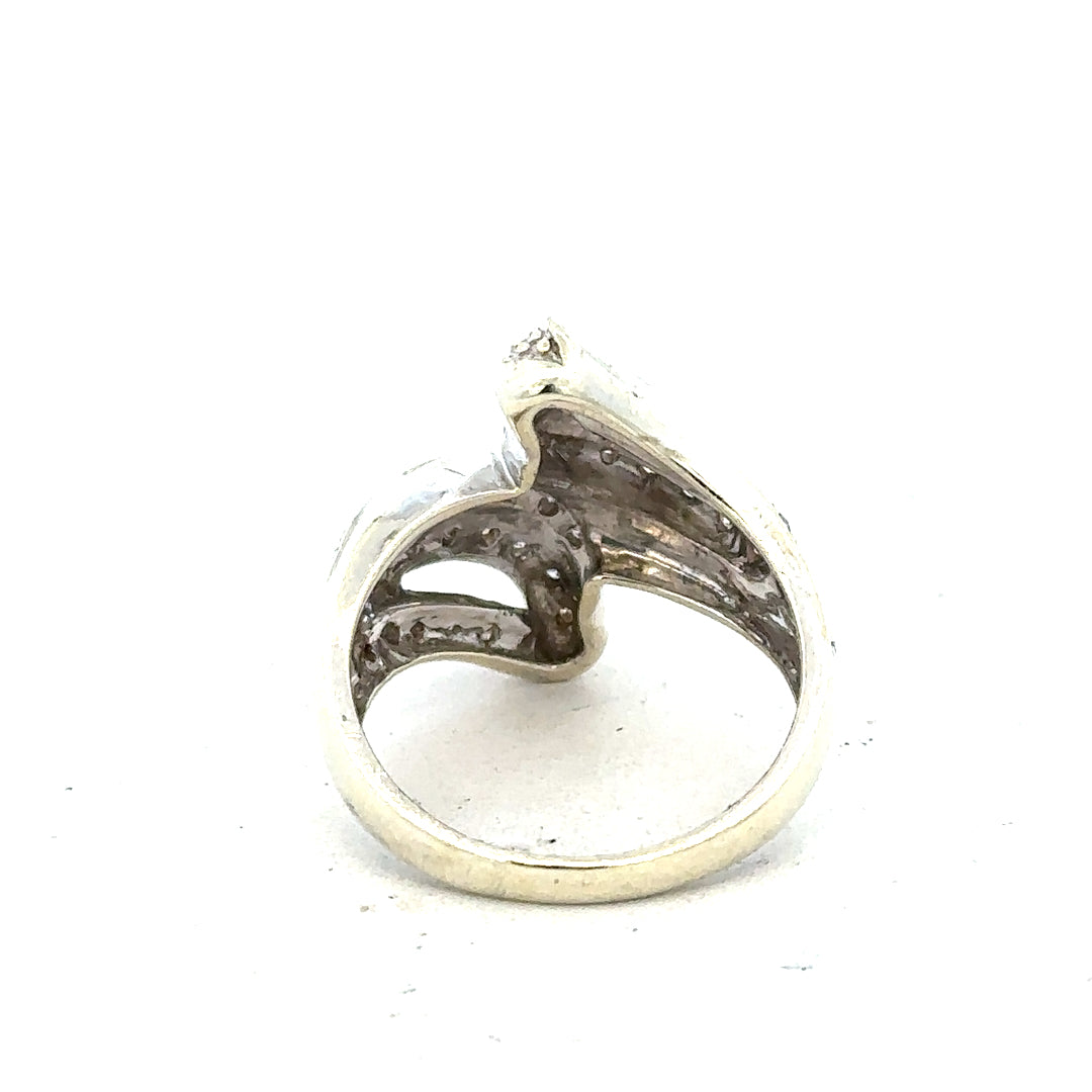 9ct white gold half-carat diamond ring, size N1/2, featuring sparkling diamonds set in a classic band.