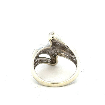 9ct white gold half-carat diamond ring, size N1/2, featuring sparkling diamonds set in a classic band.