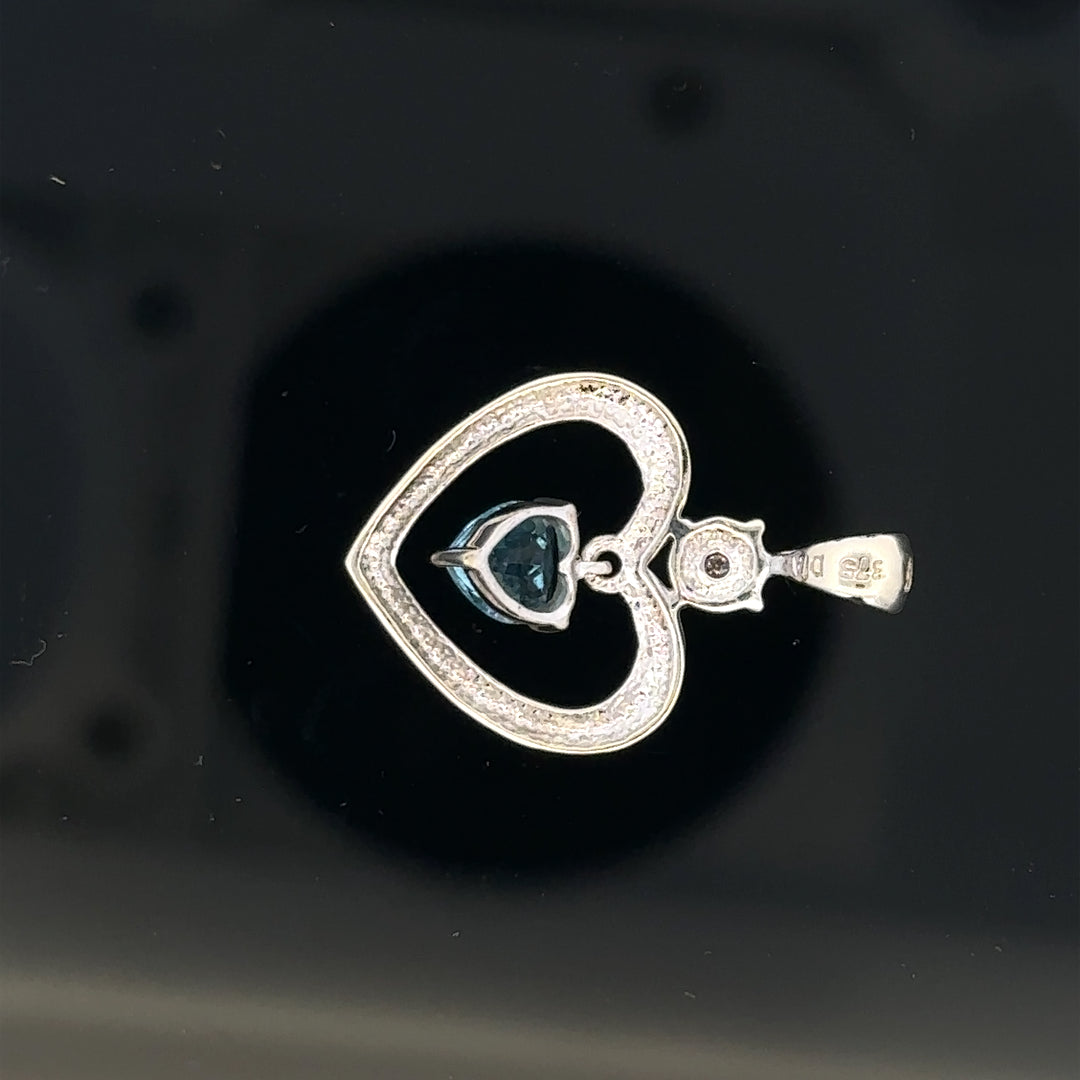 Elegant 9ct white gold pendant weighing 1.2g, showcasing a sleek, polished design with a secure bail for necklace attachment.
