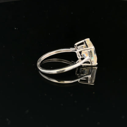 9ct white gold ring size L, unbranded jewelry, close-up of simple elegant band with smooth finish and shiny surface.