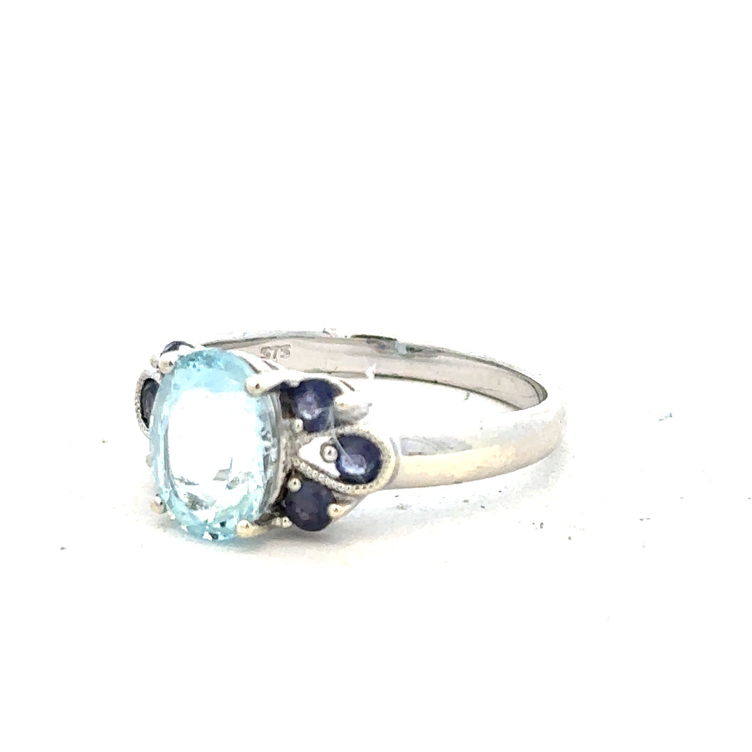 9ct white gold ring size N with a smooth band, unbranded jewelry piece displayed on a neutral background.