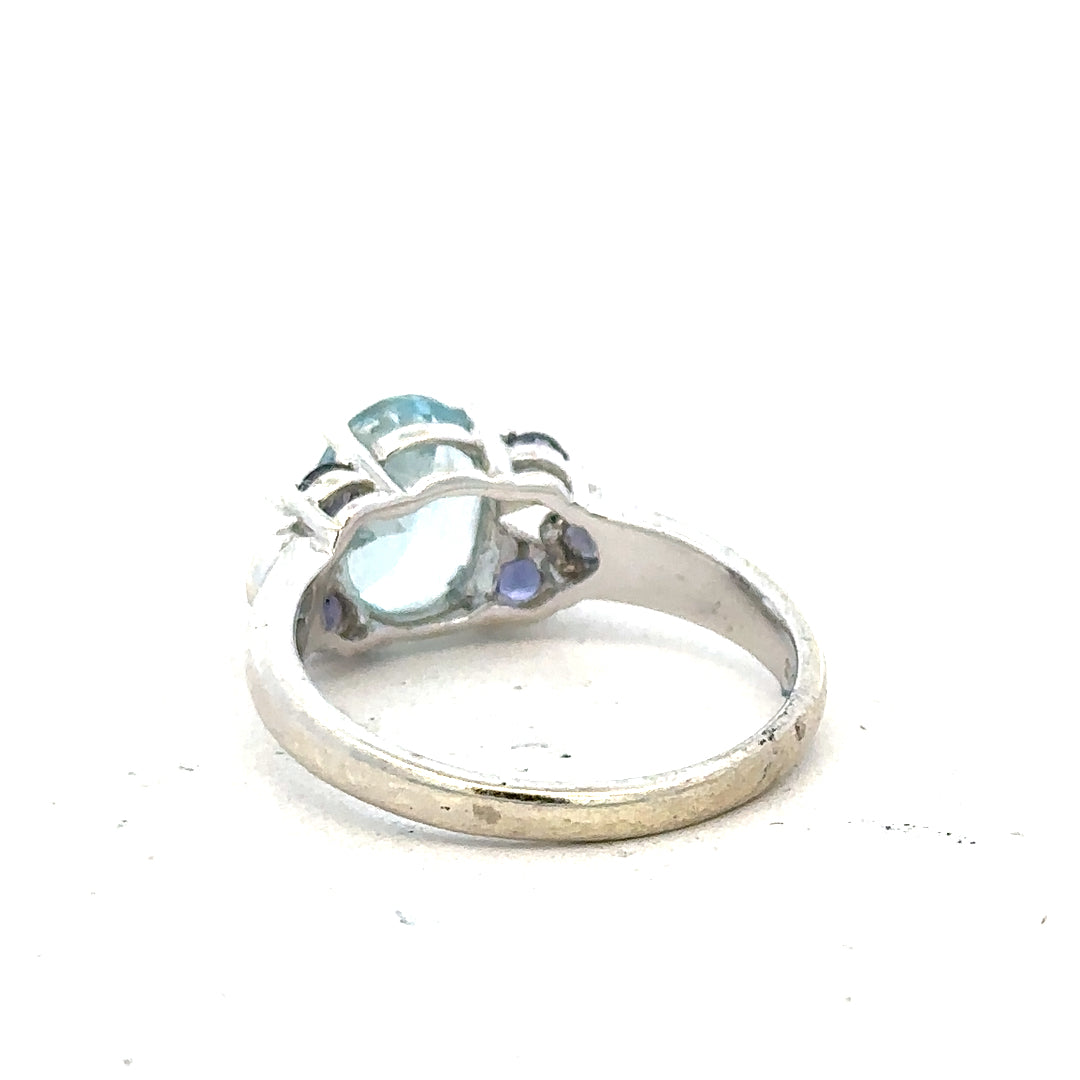 9ct white gold ring size N with a smooth band, unbranded, displayed on a neutral background for elegant jewelry presentation.